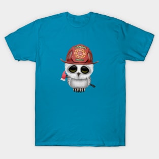 Cute Baby Snowy Owl Firefighter T-Shirt